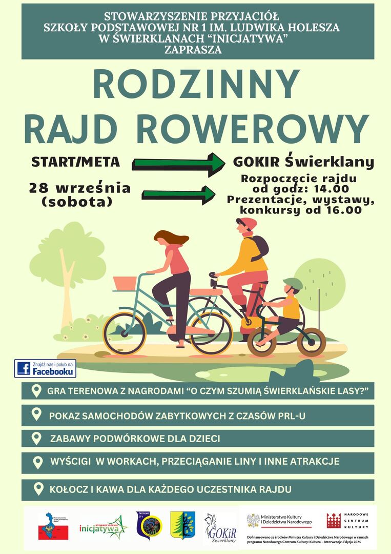 Plakat rodzinny rajd rowerowy 28 września