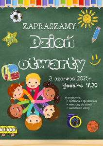 Plakat dzień otwarty dla przedszkolaka 3 czerwca godz. 17.30