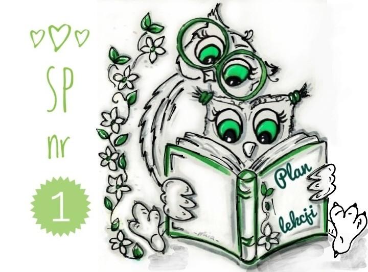 Sówki z napisem plan lekcji