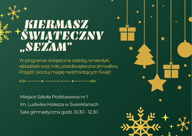Plakat kiermasz świąteczny SEZAM zaproszenie
