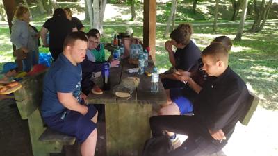 ognisko w parku w Bielinach.