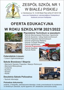 Oferta edukacyjna w roku szkolnym 2021/2022