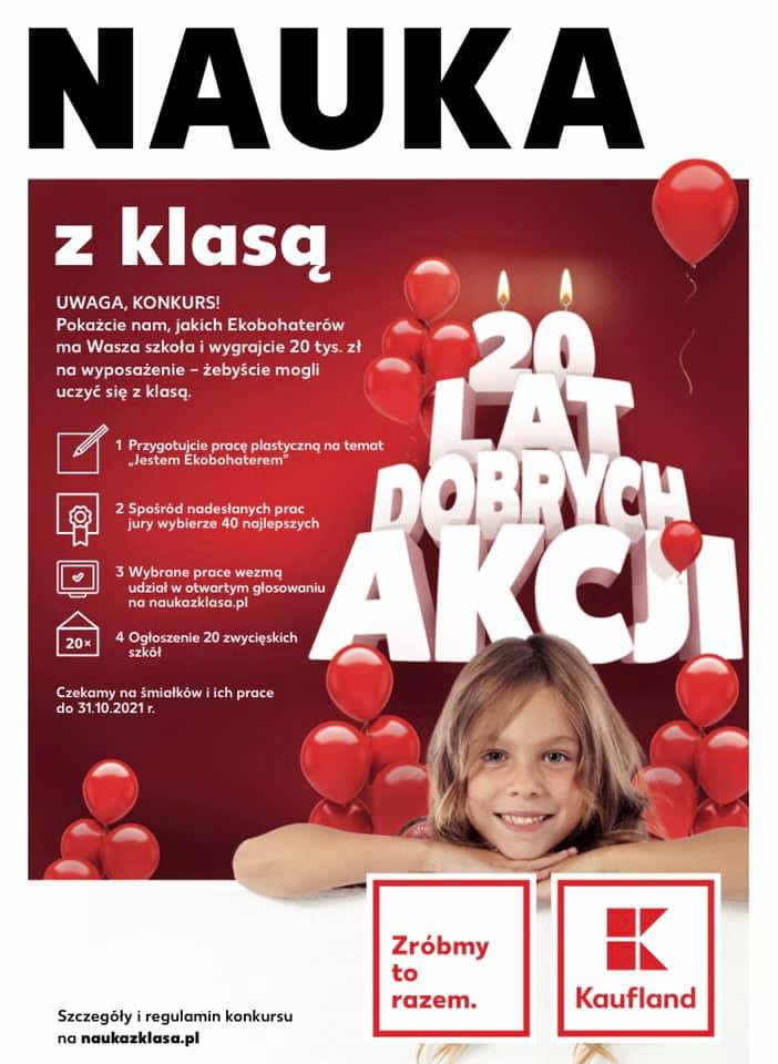 Plakat informujący o konkursie "Nauka z klasą" organizowanym m.in. przez Kaufland.