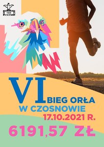Plakat na którym umieszczona jest zebrana kwota.