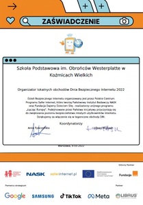 Dzień bezpiecznego Internetu - zaświadczenie