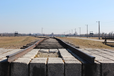 Zdjęcie torów w obozie Auschwitz – Birkenau