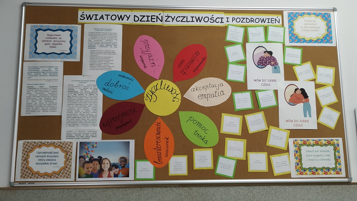 Gazetka na korytarzu Dzień Życzliwości i Pozdrowień