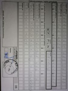 Dowód wpłaty pieniążków z pierwszego kiermaszu.