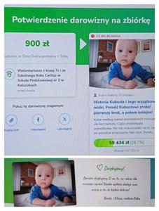 Dokument potwierdzający przekazanie darowizny.