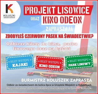 Plakat informacyjny na temat nagród ufundowanych przez władze samorządowe gminy dla uczniów, którzy uzyskali świadectwa z wyróżnieniem 