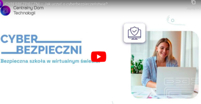 Logo projektu oraz zdjęcie kobiety siedzącej przy komputerze