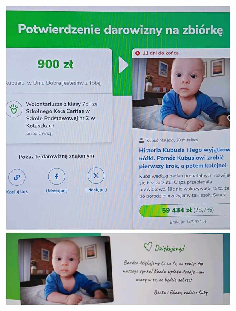 Dokument potwierdzający przekazanie darowizny.
