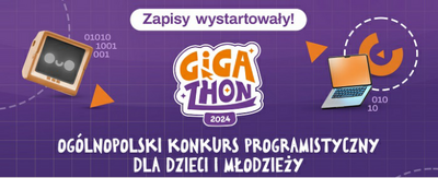 Plakat informacyjny o konkursie gigathon 