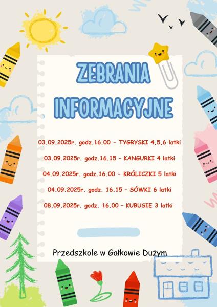 terminy zebrań informacyjnych dla rodziców