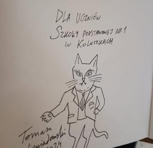 Dedykacja pana Niewiadomskiego dla uczniów Szkoły Podstawowej nr 1