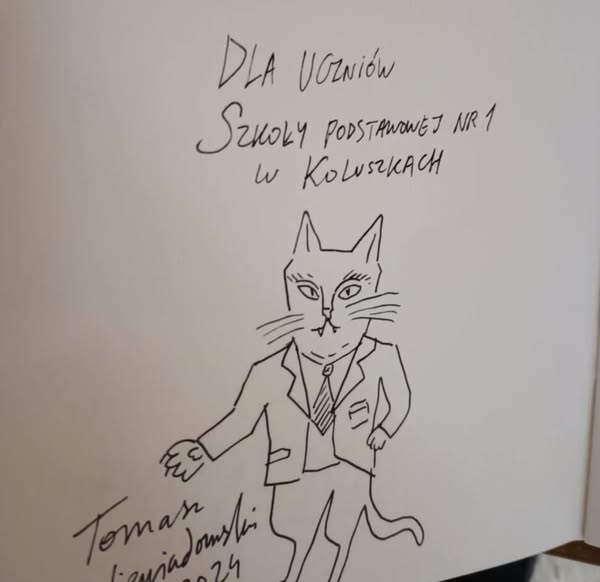 Dedykacja pana Niewiadomskiego dla uczniów Szkoły Podstawowej nr 1