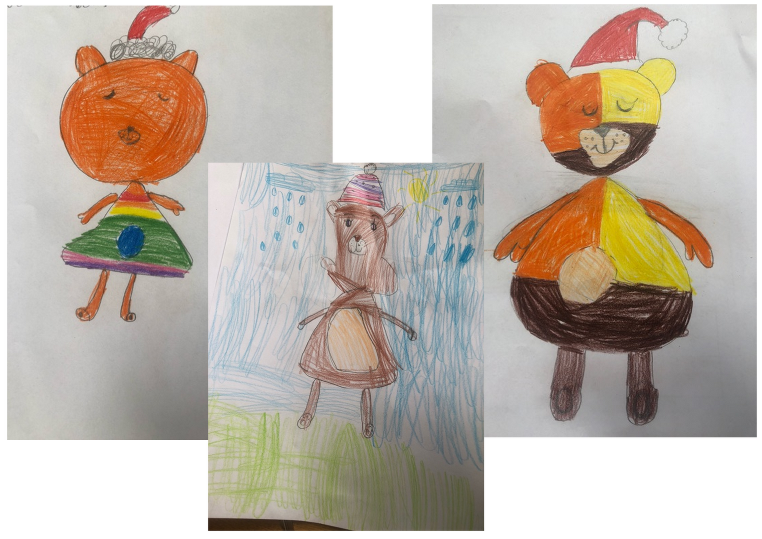 Misie narysowane przez uczniów klasy 1b