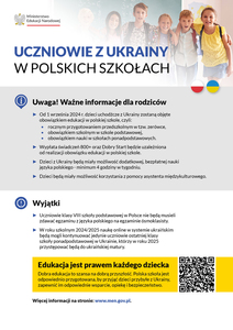 Ulotka w języku polskim - uczniowie z Ukrainy w polskich szkołach