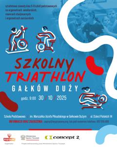 Plakat informacyjny o szkolnym triathlonie