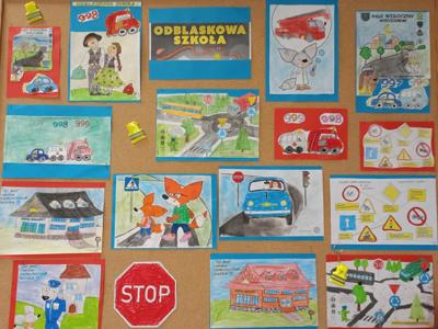 prace uczniów SP w Gałkowie w konkursie Odblaskowa szkoła