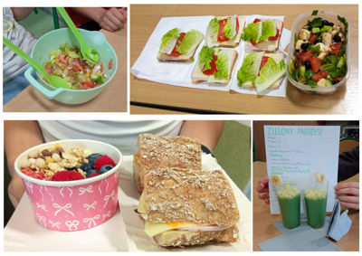 Zdrowe śniadanie przygotowane przez uczniów klasy 8a