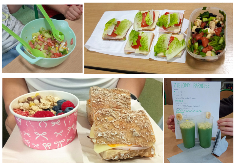 Zdrowe śniadanie przygotowane przez uczniów klasy 8a