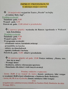 lista imprez przedszkolnych