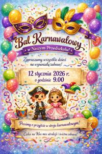 Plakat ogłoszenia o balu karnawałowym