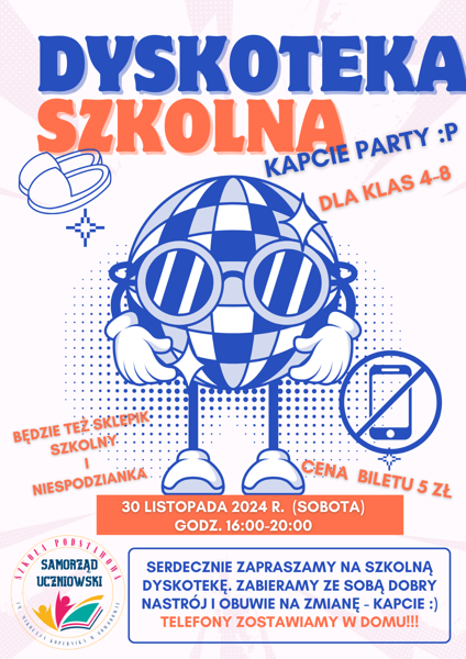 Zaproszenie na szkolną dyskotekę