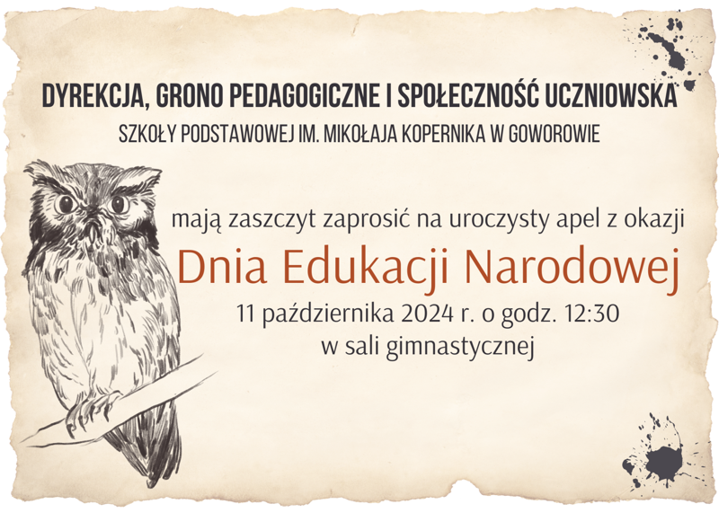 Zaproszenie Dzień Edukacji Narodowej