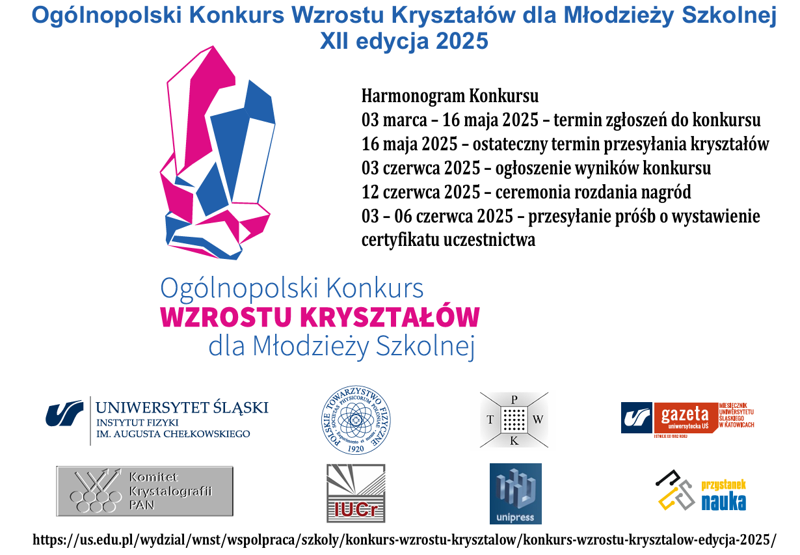 Ogólnopolski Konkurs Wzrostu Kryształów dla Młodzieży Szkolnej  XII edycja 2025