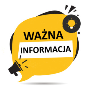 Na żółtym dymku napis Ważna informacja. W lewym dolnym rogu dymku znajduje sie głośnik. W parawym rogu żółta żarówka na czarnym tle. 