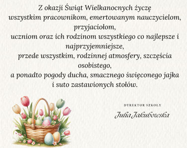 Zdjęcie z życzeniemi Wielkanocnymi