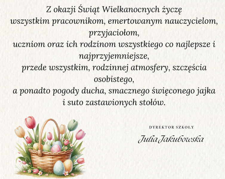 Zdjęcie z życzeniemi Wielkanocnymi