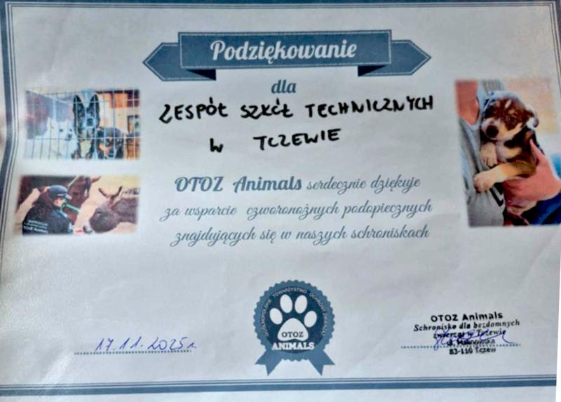 Podziękowanie z OTOZ