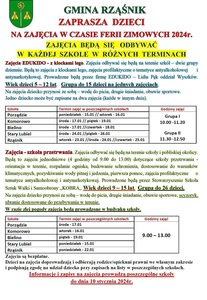 Zajęcia w czasie ferii zimowych