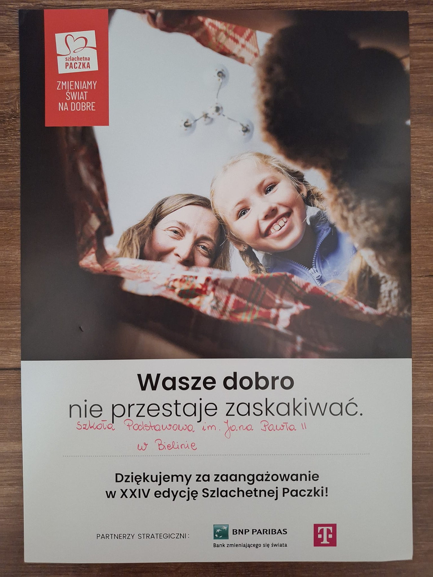 Podziękowanie dla szkoły