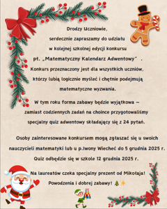 plakat promujący "Matematyczny Kalendarz Adwentowy"