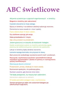 Świetlicowe ABC czyli nasze zasady !