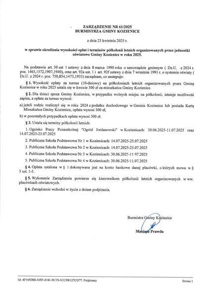 Półkolonie w 2025 r. na terenie Gminy Kozienice