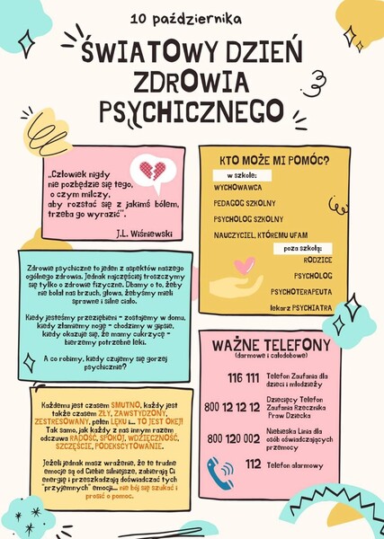 Plakat promujący wydarzenie "Światowy Dzień Zdrowia Psychicznego"