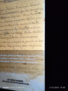 Zdjęcie listu pisanego ręcznie