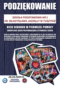 Podziękowania Z WOŚP dla szkoły. "Podziękowania to dyplom w formacie A4 w kolorze granatowym na którym są białe napisy i mapa Polskie w , którą są wpasowane zdjęcia.