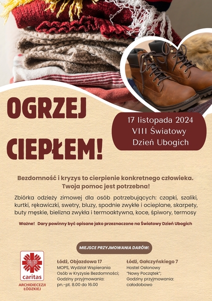 Plakat promujący akcję "Ogrzej ciepłem!"