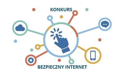grafika z napisem "Konkurs - Bezpieczny Internet"