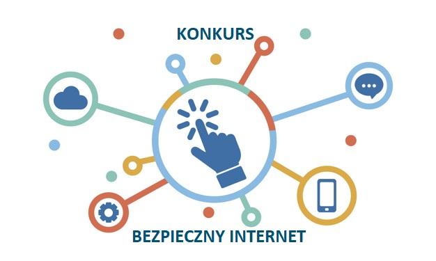 grafika z napisem "Konkurs - Bezpieczny Internet"