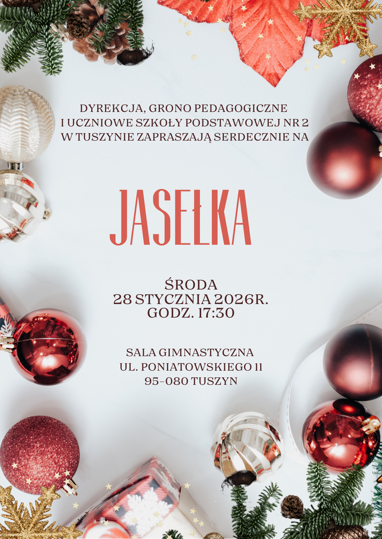 kartka - zaproszenie na jasełka szkolne