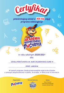 Certyfikat Akademii Puchatka