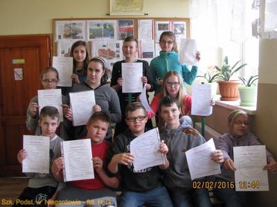 Ucz. kl VI którzy brali udział I i II szkolnym konkursie matematycznym "POLSKA W LICZBACH".