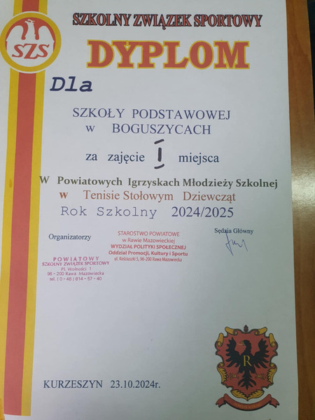 Powiatowe rozgrywki w tenisie stołowym